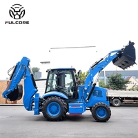 Chargeuse sur pneus diesel certifiée CE FULCORE 1,5 m³ avec godet de rétrocaveuse pour le terrassement avant et l'excavation arrière, idéale pour les travaux municipaux