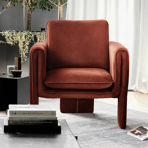 Chaises en velours tissu confortable bleu marine fauteuils de chambre à coucher de lecture pour le salon côté fauteuil moderne nordique - Product Image 5