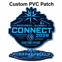 Écusson PVC 3D personnalisé bleu avec logo Boussole Montagne, badge en caoutchouc pour uniforme d'équipe de conférence, sac à dos, équipement de plein air