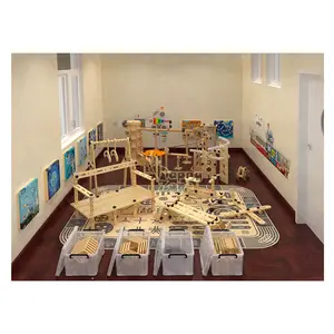 ใหม่ซูเปอร์ก่อสร้างไอน้ำอาคารไม้ของเล่น DIY ไม้วิ่งลูกสำหรับโรงเรียนอนุบาลและพิเศษโรงเรียน