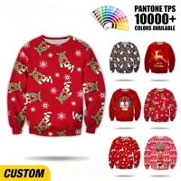 Sweat-shirt à col rond pour homme avec impression intégrale de rennes amusants, personnalisable par sublimation, pour les fêtes de Noël
