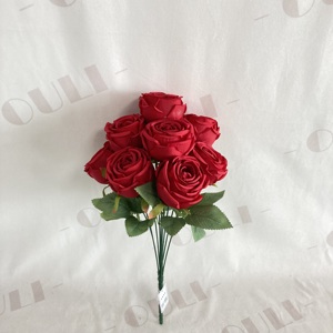 Ramo de Flores Artificiales de Seda, Ramo de Rosas Artificiales de 9 Cabezas, Multicolor, Decoración de Boda, 9 Cabezas - Product Image 2