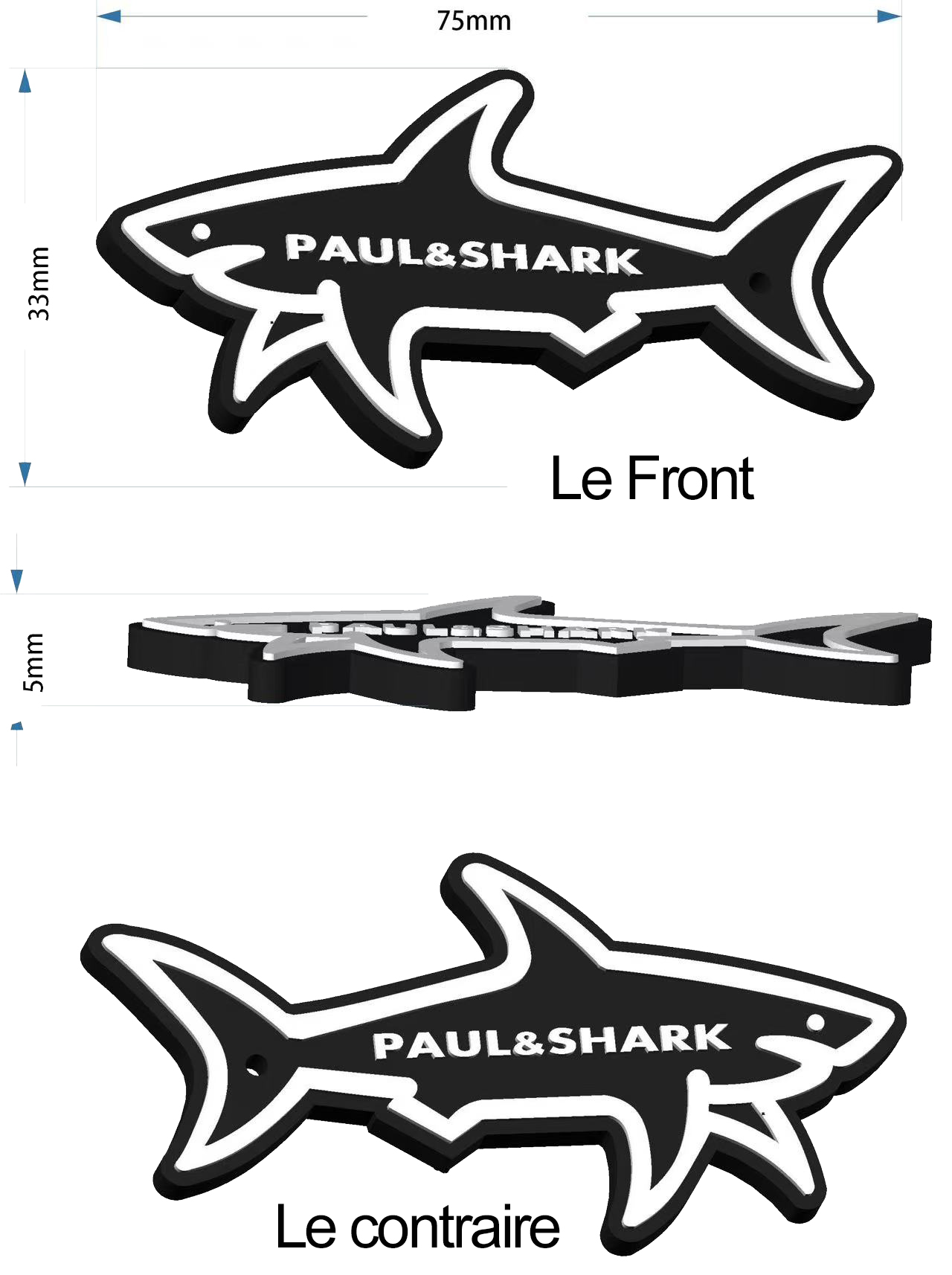 Customized Stylish Double-Sided PVC Shark Pattern Keychain PVC Bag