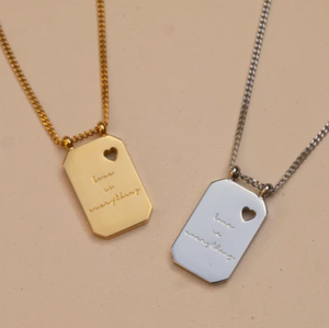 Love Is Everything collana cuore cavo Charm fede scritta a mano messaggi personalizzati inciso Pvd placcato oro Anti appannamento - Product Image 1