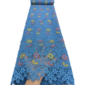 Tissu en dentelle guipure brodée 3D fleurs marguerites de luxe NI.AI, tulle, pour robe de soirée africaine, nigériane, sénégalaise, Aso Ebi - Product Image 4