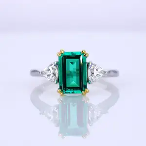 Fine jewelry costume Gold Jewelry Emerald Cut Lab Grown Emerald Ring Eternity Ring