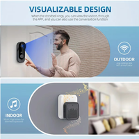 Sonnette vidéo intelligente sans fil avec carillon, surveillance à distance via l'application Tuya Smart pour portes d'entrée de villas, caméra de sonnette Wi-Fi intelligente