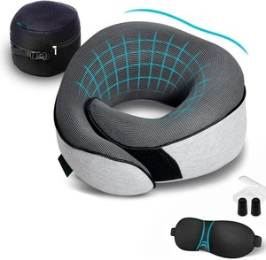 Almohadas de Viaje para Avión, Vuelos de Larga Distancia, Soporte para la Cabeza 360°, Kit para Auto y Avión <span class=keywords><strong>con</strong></span> Antifaz 3D Contorneado y Tapones para los Oídos - Product Image 1