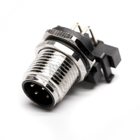 Conectores de Sensor M12, Conectores de Panel Angulados para PCB, Macho y Hembra, 2 3 4 5 6 8 12 17 Pines