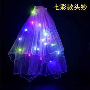 Voile de fée à double couche lumineux avec lumières LED couleur blanc chaud pour coiffure de mariée - Product Image 5
