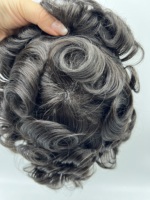 Sistem Rambut Toupee Pria 0.08mm Ultra Tipis dengan Basis Kulit, Rambut Asli India Remy untuk Pria, Pemakaian Sehari-hari, Bernapas, Tanpa Lem