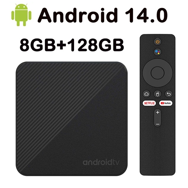 Android 14.0 Quad Core Smart TV Box 4K/8K Video for Assistant 24G/5G WiFi Media Player for 1080P Support You Tube for