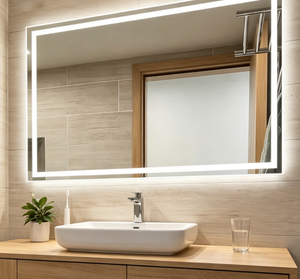 Modern Rectangle LED <b>Bath</b> <b>Mirror</b> Aluminum Alloy Frame Tempered Lenses IP44 Waterproof Touch Control Bathroom Graphic Design - Product Image 5