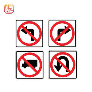 Conjunto de Señales de Tráfico Circulares Multilingües - Señales de Tráfico Reflectantes de Prohibición/Guía/Advertencia para Uso Municipal y Urbano - Product Image 4