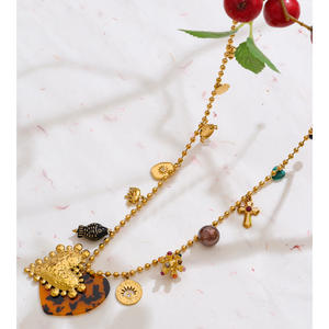 Jinyou 1928 Nieuwe Trend Rvs Lange Ketting Ketting Kubieke Zirkonia Plastic Vis Parel Kruis Vormige Hart Hanger - Product Image 3