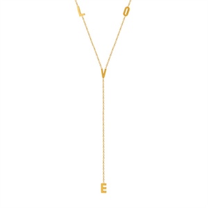 Collar Minimalista con Cadena de Eslabones Chapada en Oro, Colgante con Letra Inicial del Alfabeto, Collar con Letra LOVE - Product Image 1