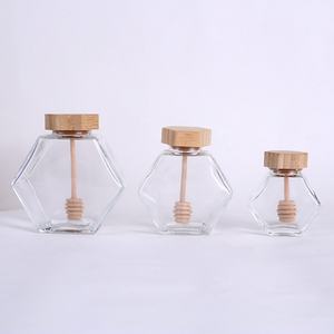 Vente en gros de pots à miel hexagonaux en verre transparent à bas prix avec couvercle en métal 100ml 180ml 280ml 380ml 730ml - Product Image 6