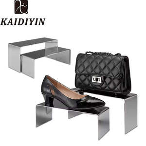 Hot bán sang trọng Kim Loại 3-Tier bước Giày Túi hiển thị đứng biểu tượng tùy chỉnh <span class=keywords><strong>DIY</strong></span> thép không gỉ giá - Product Image 4