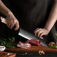 7 inch Santoku-mes professioneel 67-laags damaststaal keukenmes voor groenten en vlees met hars en houten handvat