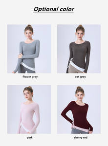 Couleur tirage corde stockage de chaleur haut mince femmes porter des vêtements de Fitness course Yoga à manches longues entraînement sport T-shirt - Product Image 6