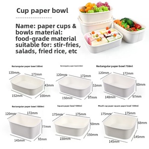 Bol à salade rectangulaire jetable en papier kraft, compostable, anti-fuite, pour salade de fruits, <span class=keywords><strong>Poke</strong></span> <span class=keywords><strong>Bowl</strong></span> - Product Image 4