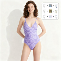 OEM ODM Op Maat Dames V-hals Eén Delige Zwempak Groothandel Nylon Spandex Snel Droogend Ademend Geprint Zwemkleding Rechtstreeks Van De Fabriek