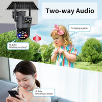 Cámara de Seguridad CCTV para el Hogar, Luz Nocturna Solar, Visión Nocturna a Todo Color AOV, Hieasy, Doble Lente PTZ, 4G LTE, WiFi, IP66, Seguimiento de Movimiento por IA