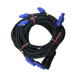 Penggunaan dalam atau luar ruangan 19pin socapex kepala laki-laki dan memutus 6 arah kabel ekstensi daya konektor powercon biru