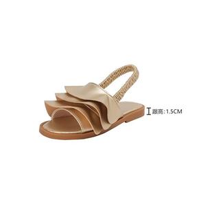 New Style Summer Lotus Leaf <b>Lace</b> Girl Sandals Gold <b>Elastic</b> Sandals Sweet Pleated <b>Lace</b> Sandals Size 27 to 36 - Product Image 6