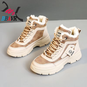 Botines de Invierno con Cordones para Mujer, Modelo W2577nld, Forro de Felpa, Casuales, Impermeables, Tacón Plano, Parte Superior de PVC/PU, Suela de Goma - Product Image 1