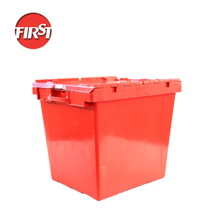 Industrial storage boxes 171l large plastic shipping moving nestable crate with lid