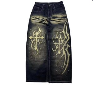 Pantalones Vaqueros OEM 2026, Fabricante de Jeans Personalizados, Corte Holgado, Estampados, Rotos, de Pierna Recta para Hombre - Product Image 1