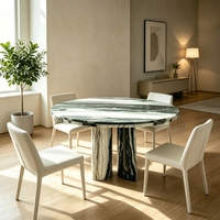 Raffinierter ovaler Esstisch aus zweiteiligem dunkelgrün-schwarzem Marmor, modernes Design, umweltfreundlich, langlebig, 4-Sitzer für gehobene Ansprüche