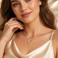 Colliers de mode, Collier de mariage, Bijoux fantaisie, Collier statement plaqué or 18 carats, Pendentif cœur pour femme, Colliers à fine chaîne