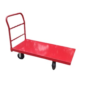 Chariot à main à plateau plat en acier à quatre roues, robuste, industriel, vert, avec revêtement en poudre - Product Image 2