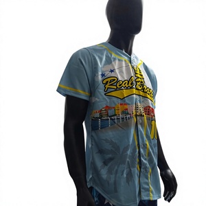 Camiseta de Béisbol Real Brothers para Hombre, Manga Corta, Sólida, Transpirable, de Secado Rápido, Talla Grande, Poliéster, Cierre de Botones, Personalizable para Equipo - Product Image 3