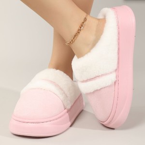 Pantoufles en coton pour femmes seniors, semelle antidérapante en TPR, faciles à mettre et à enlever, pour l'hiver à la maison - Product Image 4
