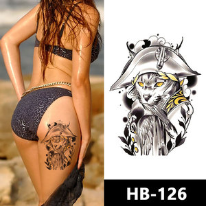 Grande mezzo braccio manica tatuaggio adesivo lupo tigre leone gufo teschio tatuaggi temporanei per uomo donna - Product Image 4