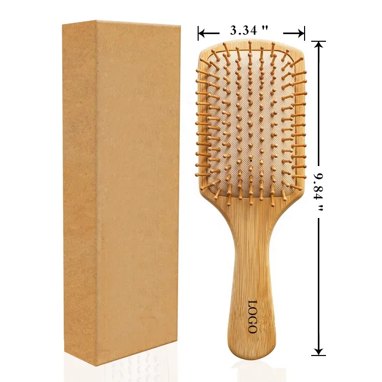 Natural Bamboo Paddle Comb Hair Brush Detangling Brush Air Cushion Massage Comb