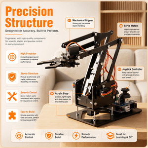 Kit de <span class=keywords><strong>bras</strong></span> robotique Zetok 4DOF, kit de programmation pour l'éducation STEM, projets DIY, <span class=keywords><strong>bras</strong></span> robotique à usage éducatif pour les cartes de développement éducatives - Product Image 6