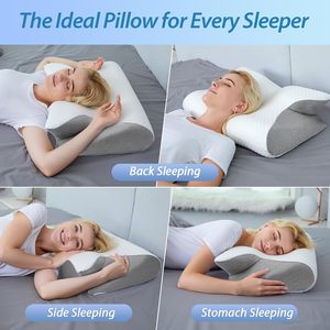 HOMCA Memory Foam Cervical <b>Pillow</b> Standard Size Ergonomic Contour Orthopedic <b>Neck</b> Pain Relief Sleeping <b>Pillow</b> - Product Image 4