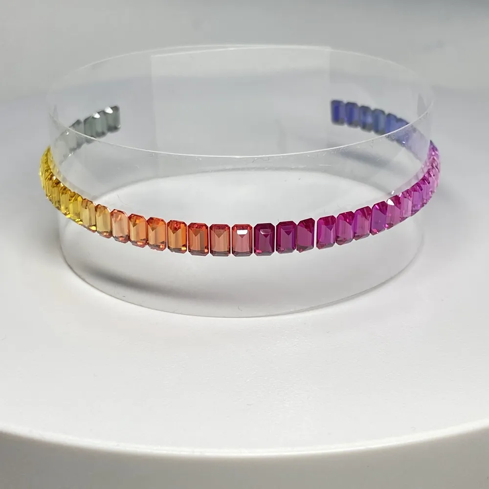 Luster Lab Created Corundum Colorful Gemstones Rainbow Color Synthetic Corundum Emerald Cut Sapphire Set