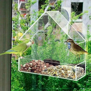 Comedero para Pájaros <span class=keywords><strong>Silvestres</strong></span> de Acrílico Transparente con Ventosa para Colgar en Ventanas, Comedero y <span class=keywords><strong>Bebedero</strong></span> para Pájaros - Product Image 2
