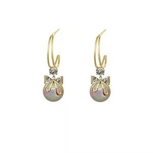 Pendientes de Perlas en Forma de Lazo, Pendientes de Estilo Súper Eterno, Pendientes de Princesa Sirena para Mujer - Product Image 4