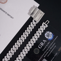 Bijoux fins personnalisés, chaîne cubaine à deux rangs de diamants de laboratoire de 13 mm, argent S925, moissanite, bracelet et collier hip-hop pour homme