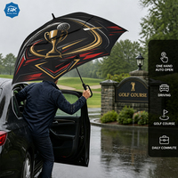 Parapluie de golf promotionnel personnalisé avec impression Champion, coupe-vent, double couverture, grande portée et poignée boucle