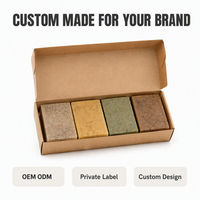 Coffret cadeau de savon exfoliant artisanal à marque privée, savon solide en barre, lot de 4 pour le visage et le corps