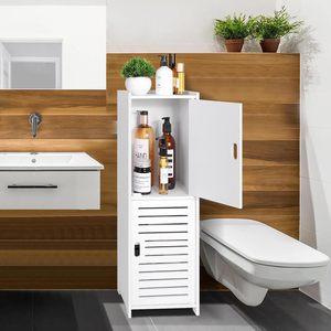 Oushumei Bathroom <b>Storage</b> Cabinet 3-Tier Plastic Space Saving Floor Standing With Doors For Toilet <b>Sink</b> Organization - Product Image 4
