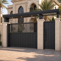 Ensemble de portail coulissant en aluminium à double section, portail d'entrée de villa, porte piétonne, design moderne et intime pour projet résidentiel