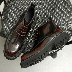 New Style Autumn-winter Pointed-toe <b>Boots</b> Handcrafted Party Men's <b>Boots</b> Business-style Laced Gentleman's Leather <b>Boots</b> - Product Image 2